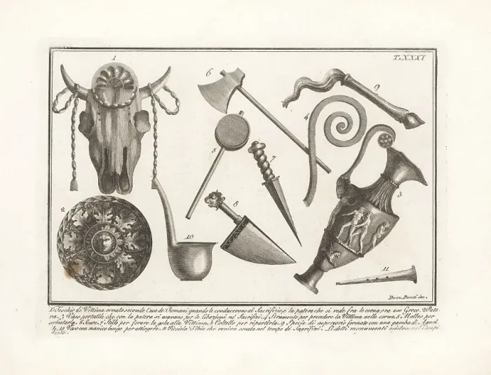 Framed Print : Ancient Roman sacrificial tools Framed Print : Ancient Roman sacrificial tools