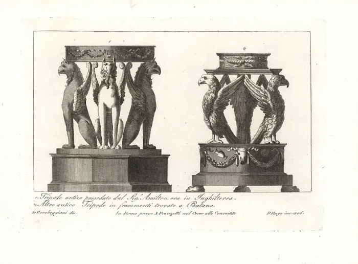 Framed Print : Ancient Roman tripods with griffins and eagles Framed Print : Ancient Roman tripods with griffins and eagles