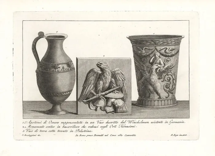 Framed Print : Ancient Roman vases and bas-relief Framed Print : Ancient Roman vases and bas-relief