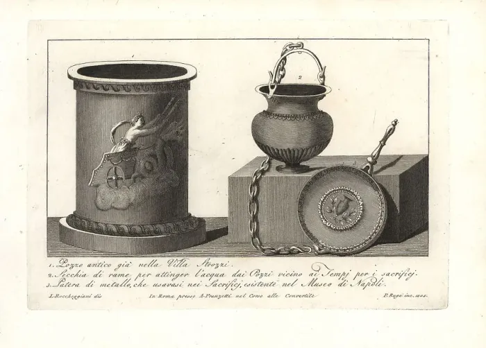 Framed Print : Ancient Roman well, copper bucket and patera Framed Print : Ancient Roman well, copper bucket and patera