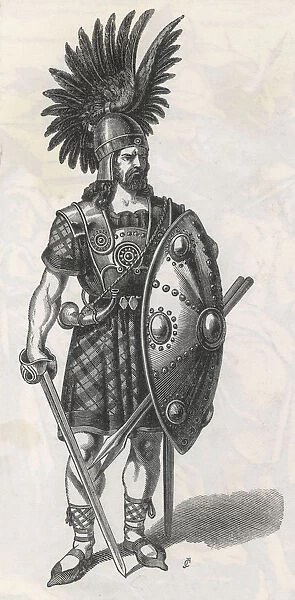 Ancient Scottish warrior in kilt