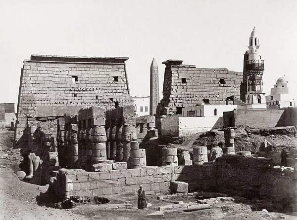 Ancient temple at Luxor, Egypt, image c. 1880 s