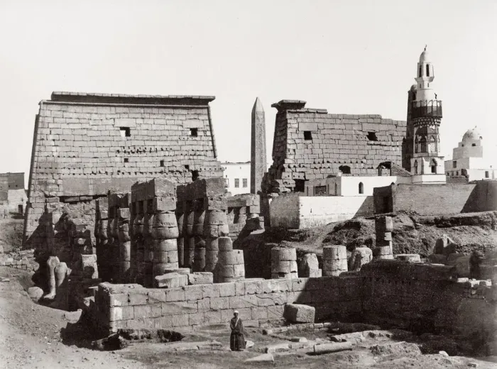 Framed Print : Ancient temple at Luxor, Egypt, image c. 1880 s Framed Print : Ancient temple at Luxor, Egypt, image c. 1880 s