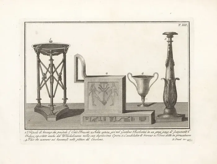 Framed Print : Ancient tripod, chair, candelabra and vase Framed Print : Ancient tripod, chair, candelabra and vase