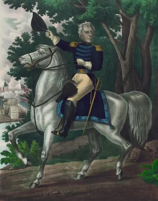 Framed Print : Andrew Jackson with the Tennessee forces on the Hickory Grou Framed Print : Andrew Jackson with the Tennessee forces on the Hickory Grou