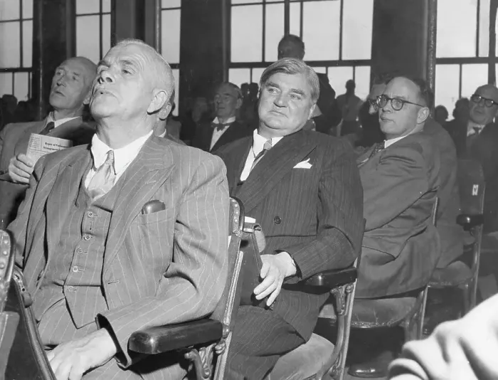 Framed Print : Aneurin Bevan, sitting in an audience Framed Print : Aneurin Bevan, sitting in an audience