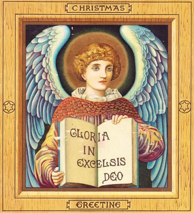 Framed Print : Angel with book on a Christmas card Framed Print : Angel with book on a Christmas card