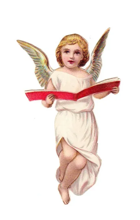 Framed Print : Angel with an open book on a Victorian scrap Framed Print : Angel with an open book on a Victorian scrap