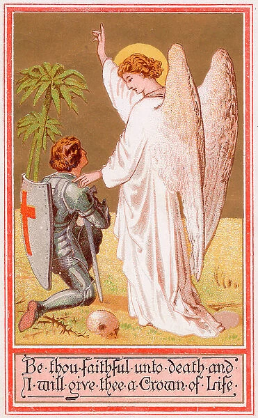 Angel with Red Cross knight on a greetings card