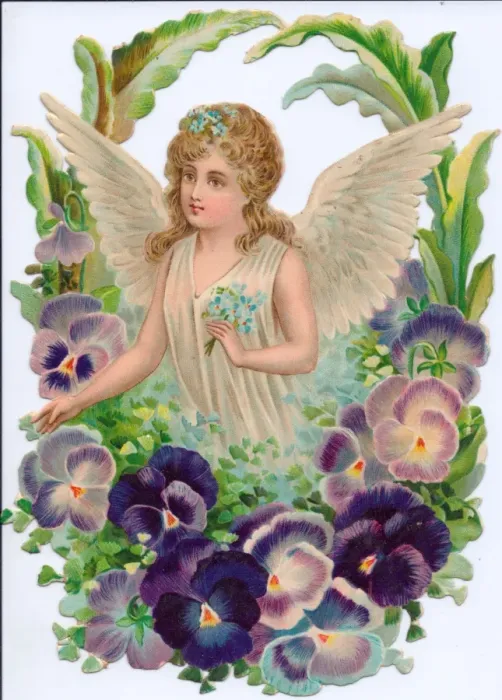 Framed Print : Angel surrounded by flowers on a Victorian scrap Framed Print : Angel surrounded by flowers on a Victorian scrap