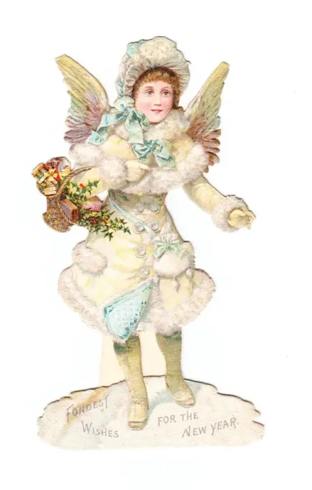 Framed Print : Angel on a Victorian New Year scrap Framed Print : Angel on a Victorian New Year scrap