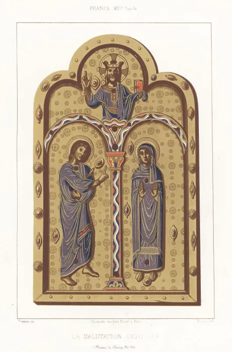 Framed Print : Angelic salute in enamel on copper, France, 13th century