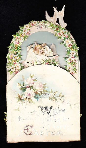 Angels and flowers on an Easter card