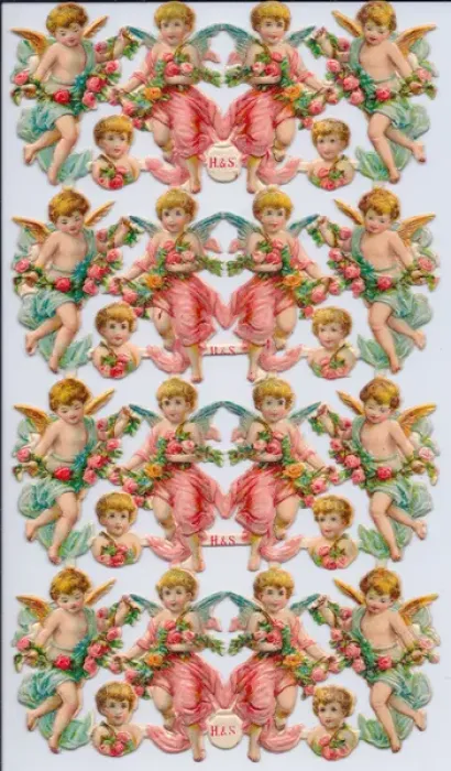 Framed Print : Angels and flowers on a sheet of Victorian scraps Framed Print : Angels and flowers on a sheet of Victorian scraps