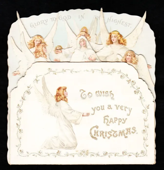 Framed Print : Angels, Mary and Baby Jesus on a cutout Christmas card Framed Print : Angels, Mary and Baby Jesus on a cutout Christmas card