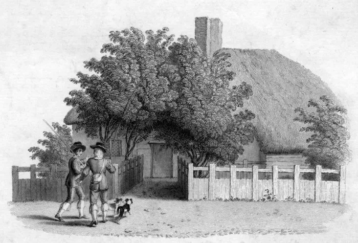 Framed Print : ANGLERS VISIT INN C1800 Framed Print : ANGLERS VISIT INN C1800
