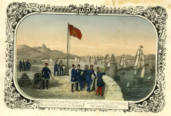 Framed Print : Anglo-French fleet entering the Sea of Marmora Framed Print : Anglo-French fleet entering the Sea of Marmora