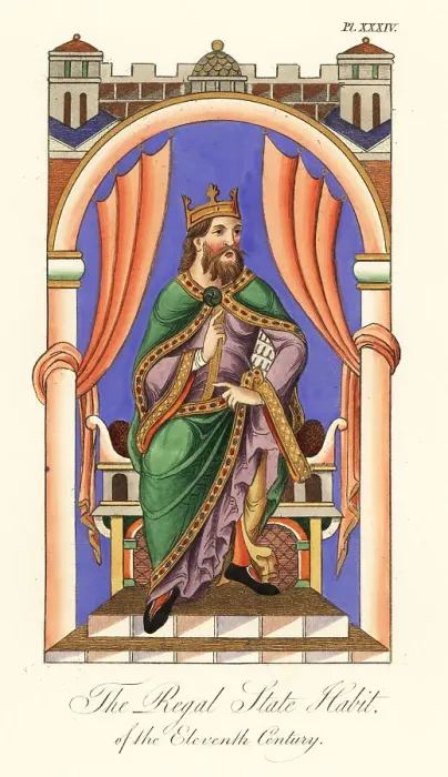 Framed Print : Anglo-Norman king with crown, 11th century Framed Print : Anglo-Norman king with crown, 11th century