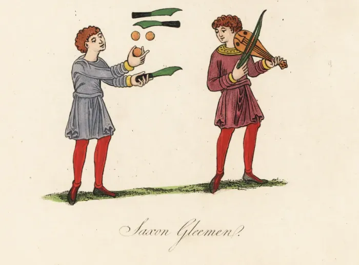 Framed Print : Anglo-Saxon gleemen performers Framed Print : Anglo-Saxon gleemen performers