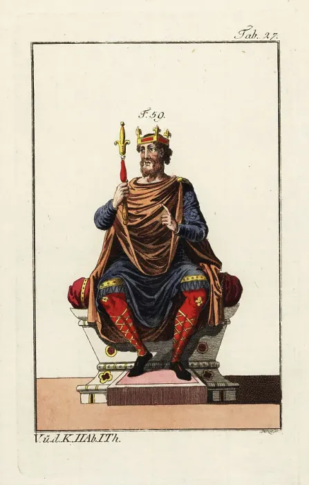 Framed Print : Anglo Saxon king on his throne, 9th century Framed Print : Anglo Saxon king on his throne, 9th century