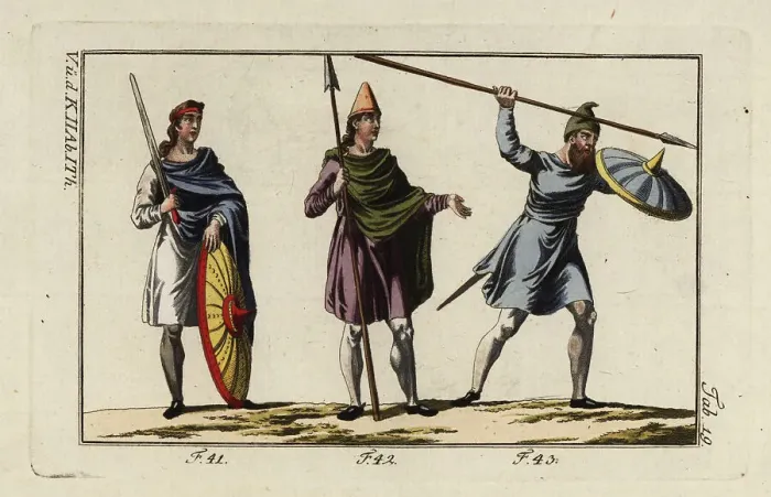 Framed Print : Anglo Saxon military officer, cavalier and foot soldier Framed Print : Anglo Saxon military officer, cavalier and foot soldier
