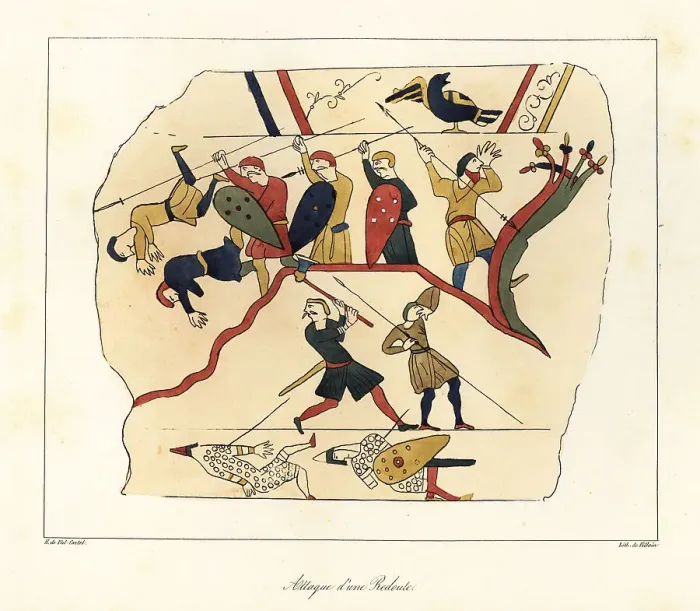 Framed Print : Anglo-Saxon soldiers surrounded on a hillock by Norman soldiers Framed Print : Anglo-Saxon soldiers surrounded on a hillock by Norman soldiers