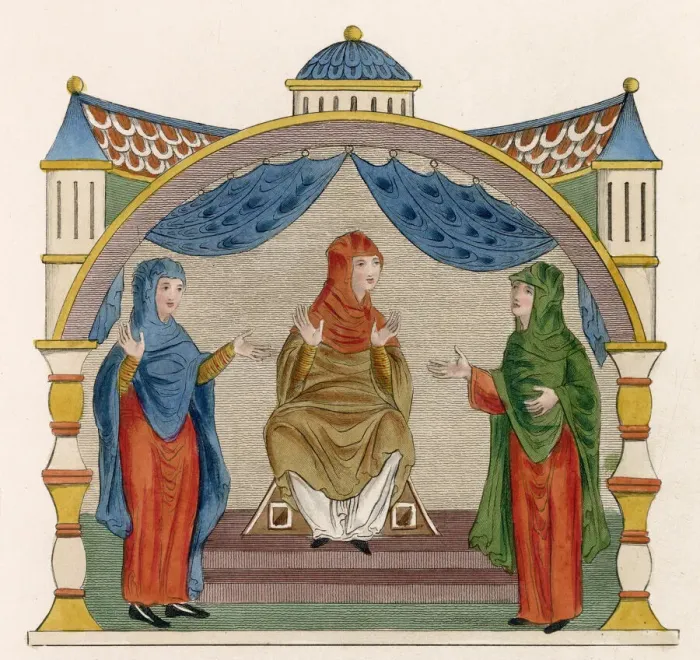 Framed Print : Anglo-Saxon women wear tunics over which are worn super- tunics or rocs & mantles Framed Print : Anglo-Saxon women wear tunics over which are worn super- tunics or rocs & mantles