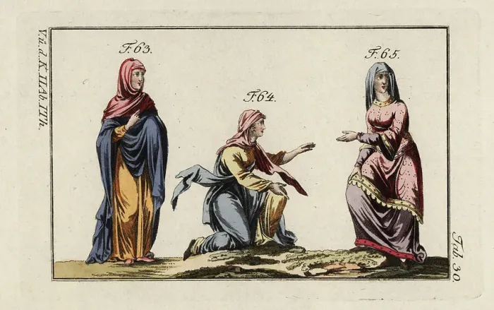 Framed Print : Anglo Saxon women's costumes Framed Print : Anglo Saxon women's costumes