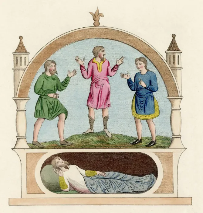 Framed Print : Anglo-Saxons: short tunic with girdle & short vertical slit from the neck Framed Print : Anglo-Saxons: short tunic with girdle & short vertical slit from the neck