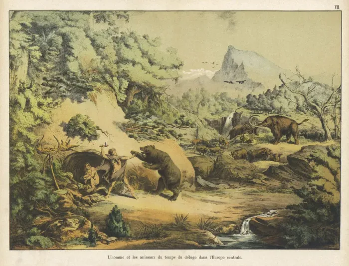 Framed Print : Animals and homo sapiens at the time of the Flood Framed Print : Animals and homo sapiens at the time of the Flood