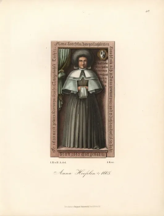 Framed Print : Anna Hoefelin, 1603-1665, from her gravestone Framed Print : Anna Hoefelin, 1603-1665, from her gravestone