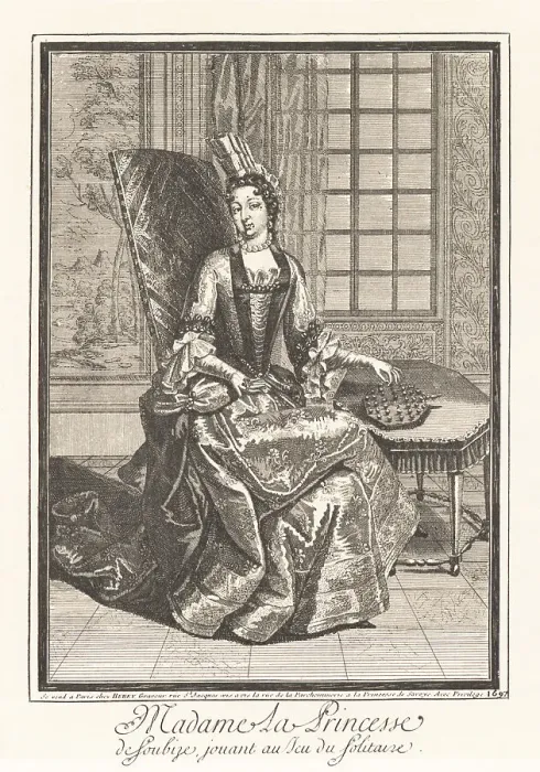 Framed Print : Anne de Rohan-Chabot playing solitaire, 1697 Framed Print : Anne de Rohan-Chabot playing solitaire, 1697