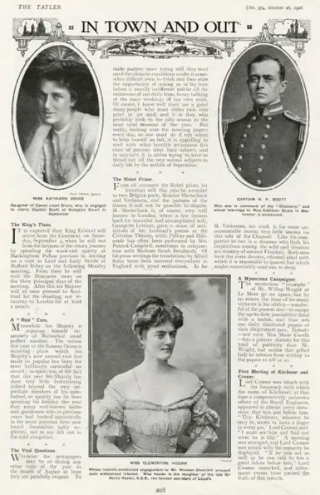 Framed Print : Announcement of Captain Scotts engagement in The Tatler Framed Print : Announcement of Captain Scotts engagement in The Tatler