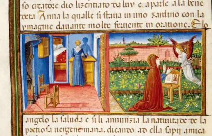 Framed Print : Annunciation to Saint Anne. Codex of Predis (1476). Italy Framed Print : Annunciation to Saint Anne. Codex of Predis (1476). Italy