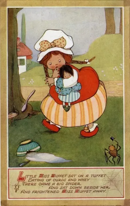 Framed Print : Anon 1. Little Miss Muffett Framed Print : Anon 1. Little Miss Muffett