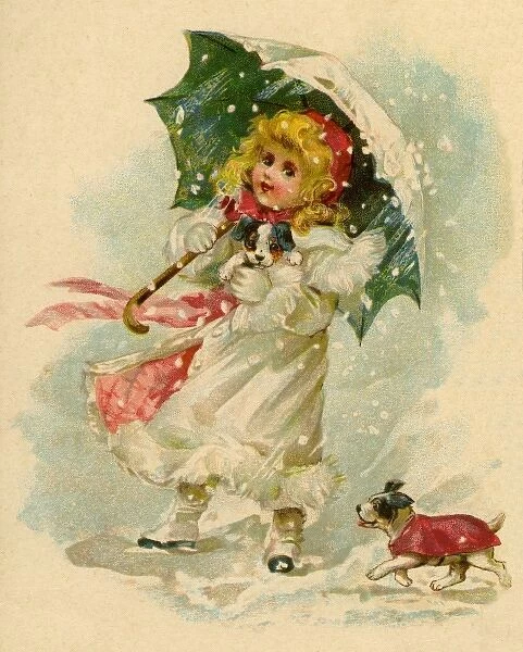 Anon Nister. Walking pups in snow
