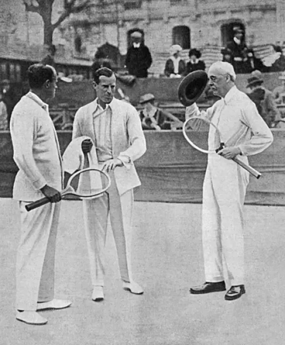 Framed Print : Anthony Wilding and Arthur Balfour at Nice, 1914 Framed Print : Anthony Wilding and Arthur Balfour at Nice, 1914