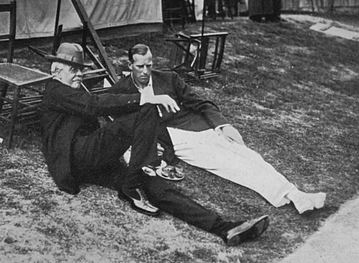 Framed Print : Anthony Wilding with Arthur Balfour at Wimbledon Framed Print : Anthony Wilding with Arthur Balfour at Wimbledon