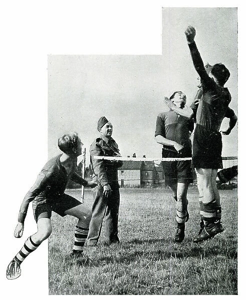 Anti-Aircraft Command play football tennis, WW2