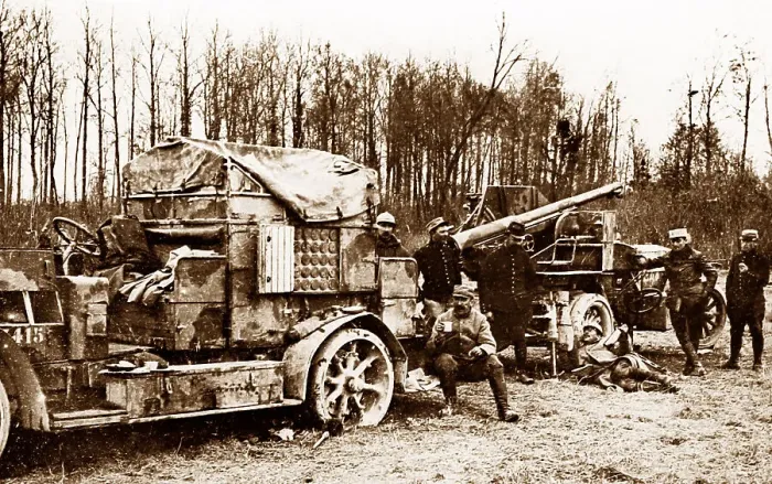 Framed Print : An anti-aircraft gun, probably in France, during WW1 Framed Print : An anti-aircraft gun, probably in France, during WW1