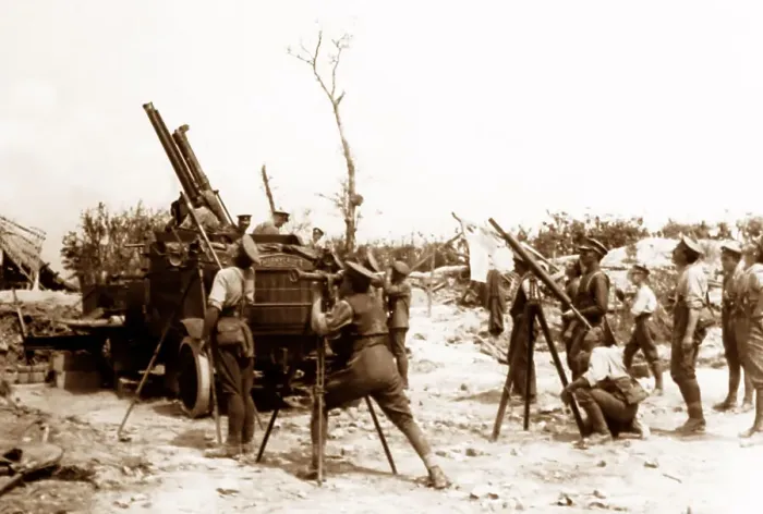 Framed Print : Anti aircraft gun on a Thorneycroft lorry, Fricourt Framed Print : Anti aircraft gun on a Thorneycroft lorry, Fricourt