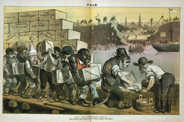 Framed Print : The anti-Chinese wall - The American wall goes up as the Chi Framed Print : The anti-Chinese wall - The American wall goes up as the Chi