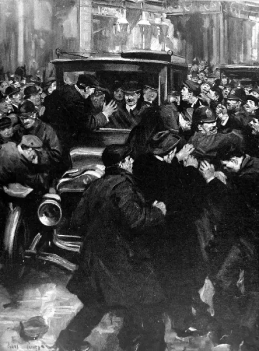 Framed Print : Anti Home-Rulers attacking Winston Churchills car, Belfast Framed Print : Anti Home-Rulers attacking Winston Churchills car, Belfast
