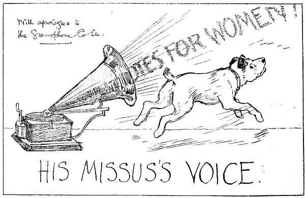 Anti-Suffrage Cartoon His Missus Voice