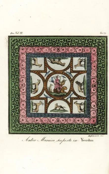 Framed Print : Antique Roman mosaic discovered in Yverdon-les-bains Framed Print : Antique Roman mosaic discovered in Yverdon-les-bains