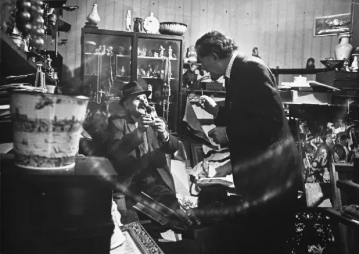 Framed Print : Antique Shop Haggling Framed Print : Antique Shop Haggling