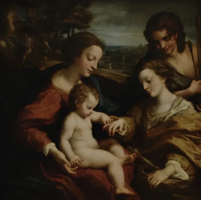 Framed Print : Antonio da Correggio (1489-1534). The Mystic Marriage of St Framed Print : Antonio da Correggio (1489-1534). The Mystic Marriage of St
