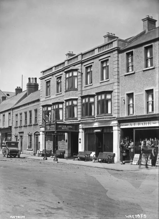 Framed Print : Antrim - a view of the Fawcetts Antrim arms hotel as above Framed Print : Antrim - a view of the Fawcetts Antrim arms hotel as above