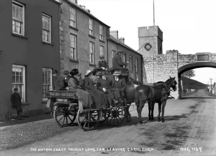 Framed Print : The Antrim Coast Tourist Long Car Leaving Carnlough Framed Print : The Antrim Coast Tourist Long Car Leaving Carnlough