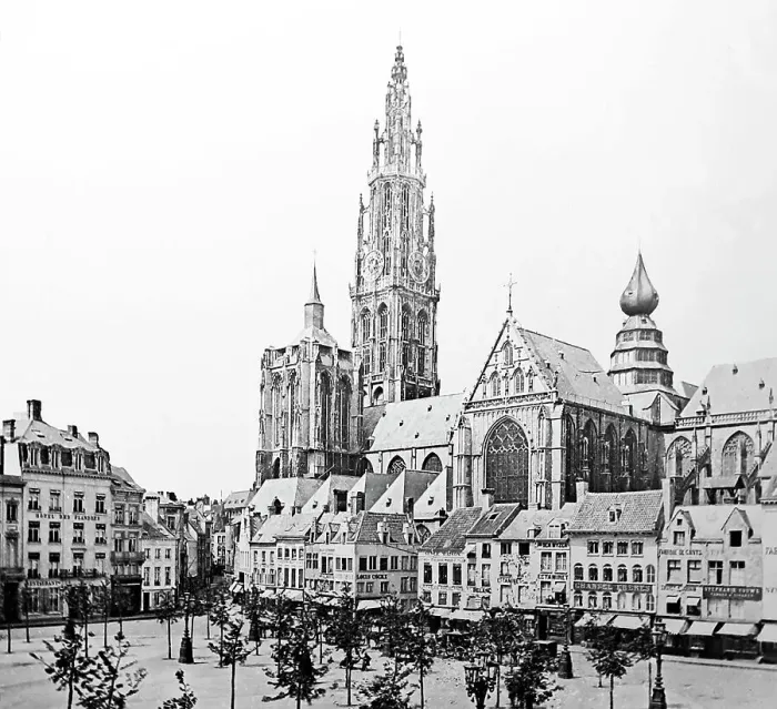 Framed Print : Antwerp Cathedral, Victorian period Framed Print : Antwerp Cathedral, Victorian period